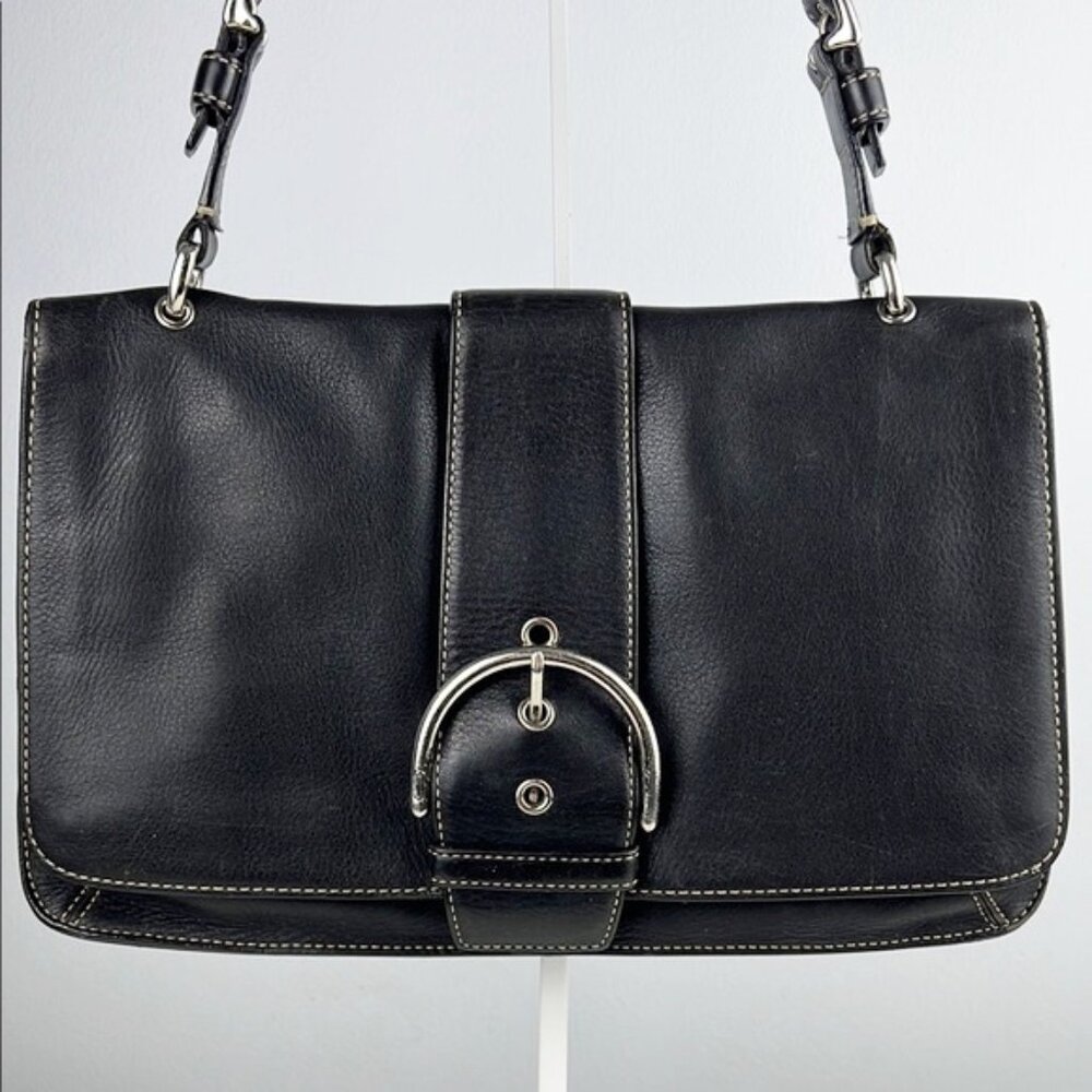 Coach Vintage Y2K Soho Flat Buckle Black Leather Shoulder Bag 9741 - Picture 2 of 16